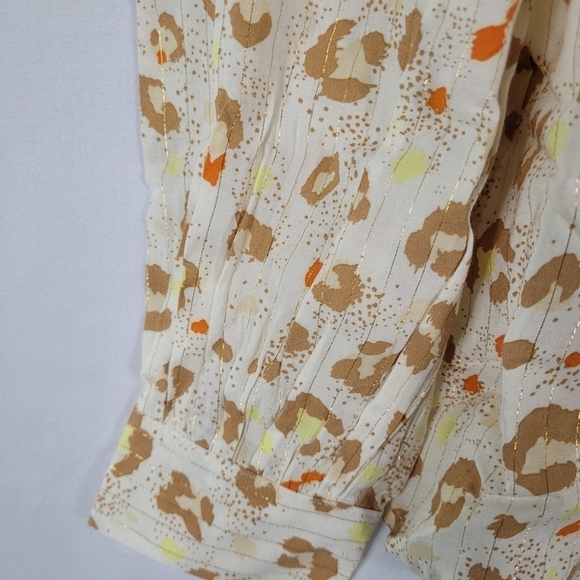 89th and Madison Women's Boho Blouse Beige Mirage Leopard Egrit Size Small NWT - Picture 5 of 10